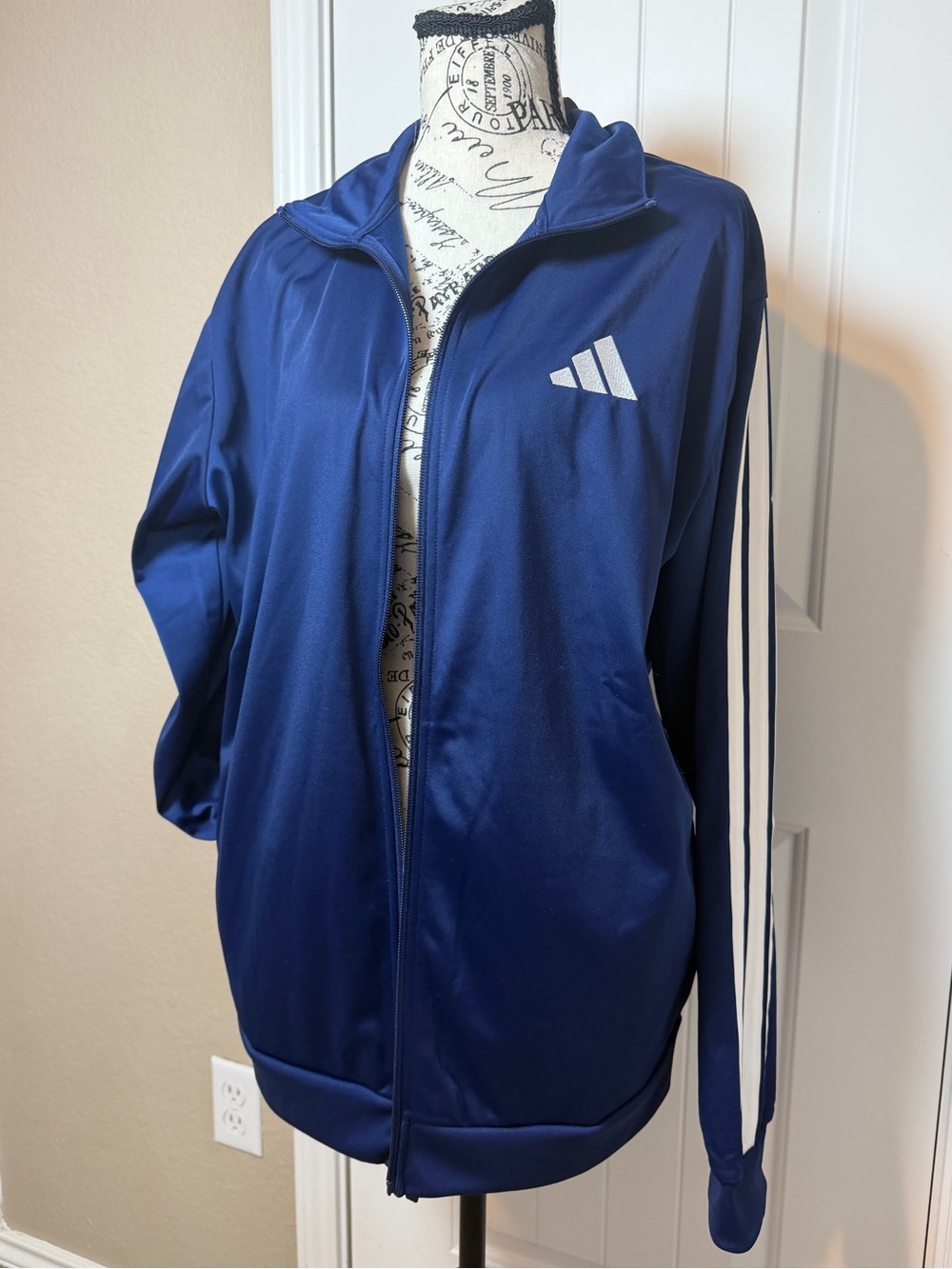 Adidas Men’s Royal Blue Track Jacket with White Stripes New W/Tags